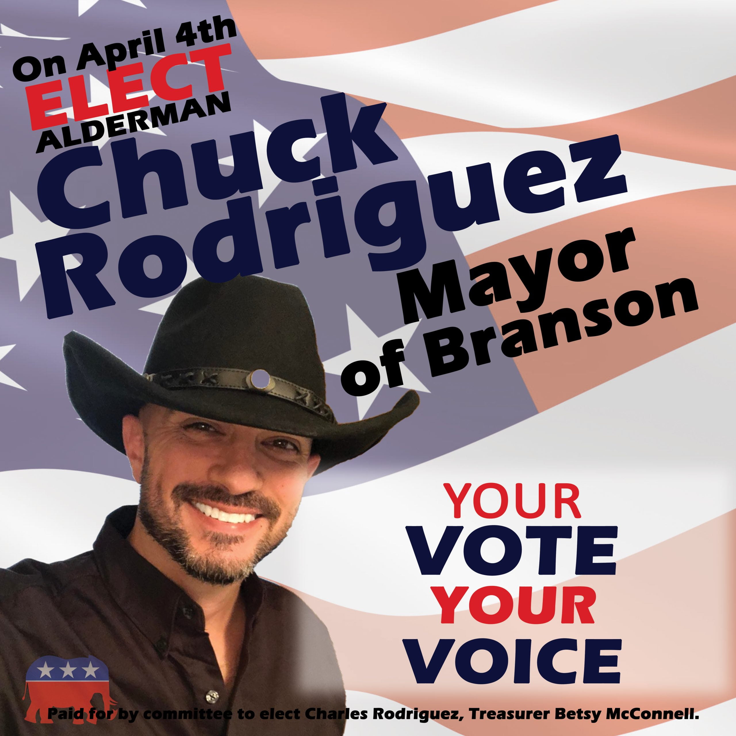 Chuck Rodriguez for Branson Mayor Sign designed by DDM Creative